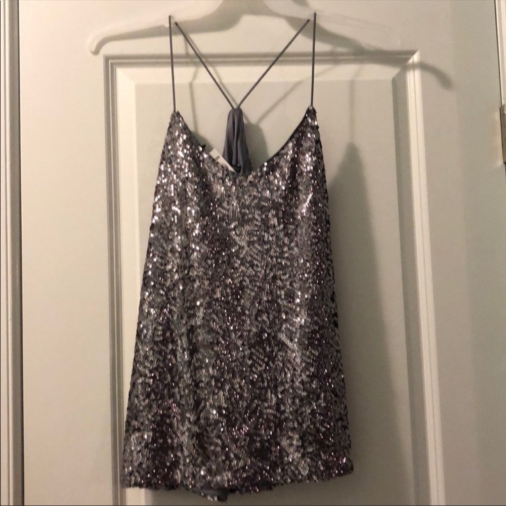 NWT Silver sequin Express tank top